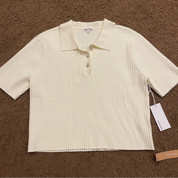 Reformation Moda Cotton Collared Sweater - Picture 2 of 7